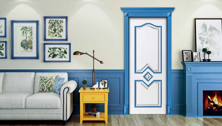 廠價熱賣鑫順來X-2032雕花帶扣線、羅馬柱、單邊帽頭混搭實色實木烤漆門