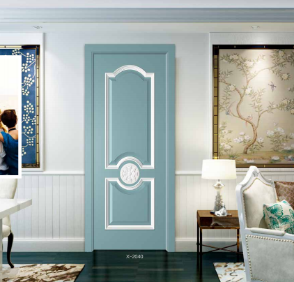 鑫順來X-2040雕花帶扣線叉色平開隔音地中海蘭混油實木烤漆門