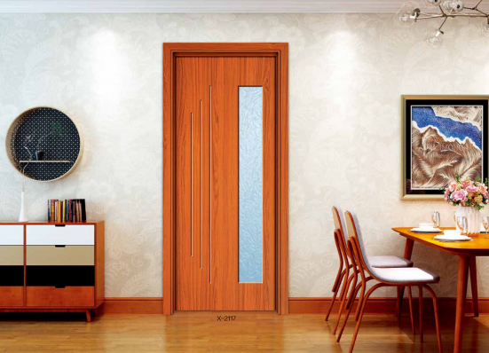 鑫順來X-2117雕花半玻造型實木烤漆門