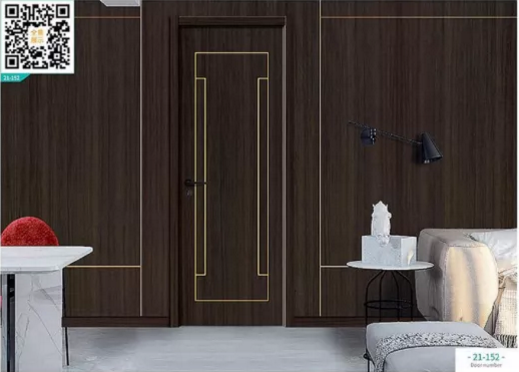 廠價(jià)新款鑫順來21-152掃碼輕奢鑲金屬條木門，掃二維碼看裝修風(fēng)格
