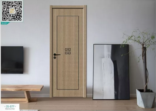 廠價新款鑫順來21-177掃碼輕奢鑲金屬條木門，掃二維碼看裝修風格