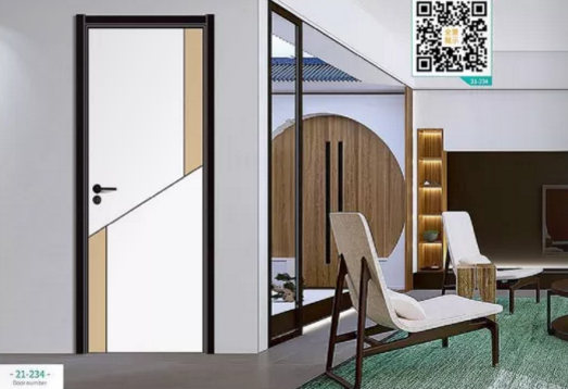 廠價(jià)新款鑫順來(lái)21-234掃碼叉色木門，掃二維碼看裝修風(fēng)格